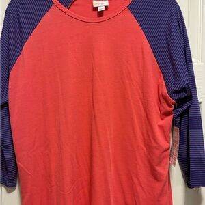 LuLaRoe Pink and Purple (striped arms) Randy Size L NWT
